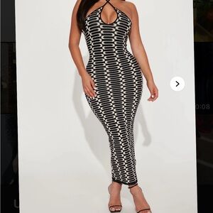 Black and cream Halter Dress